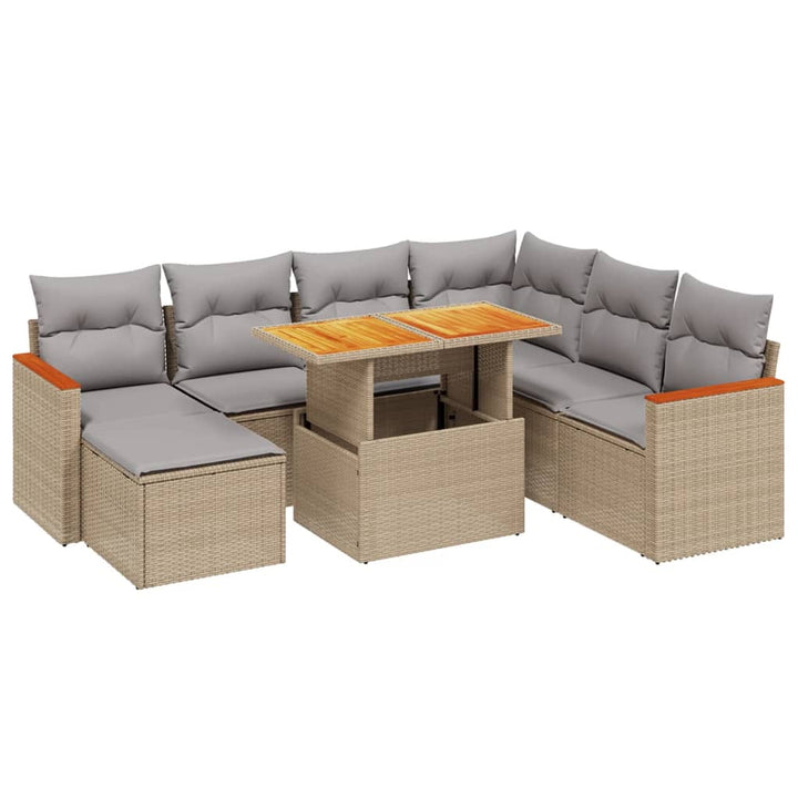 sofasæt til haven 8 dele med hynder polyrattan beige