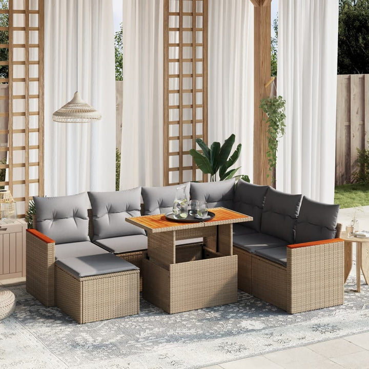 sofasæt til haven 8 dele med hynder polyrattan beige