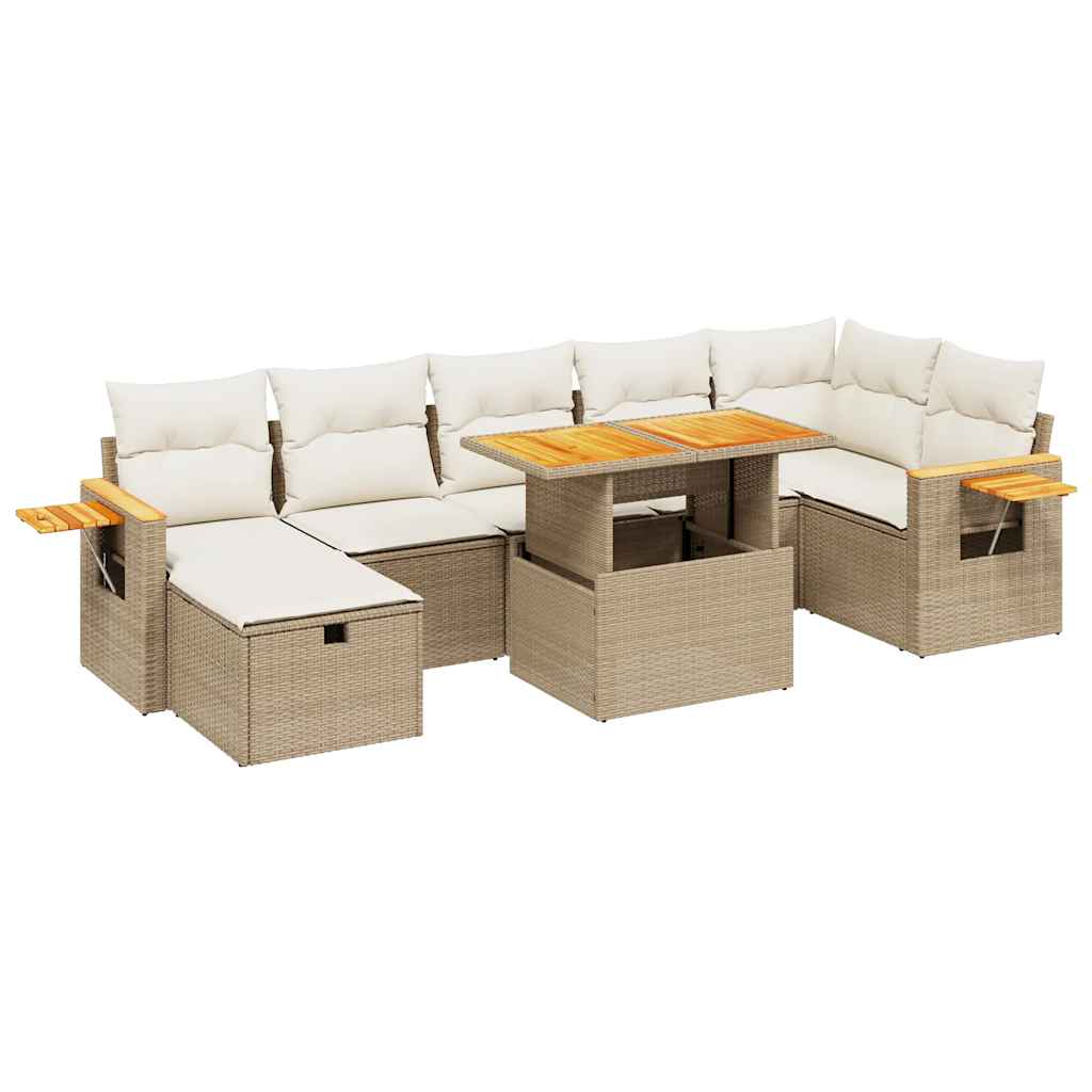 sofasæt til haven 8 dele med hynder polyrattan beige