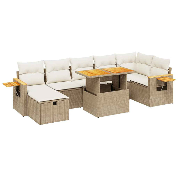 sofasæt til haven 8 dele med hynder polyrattan beige