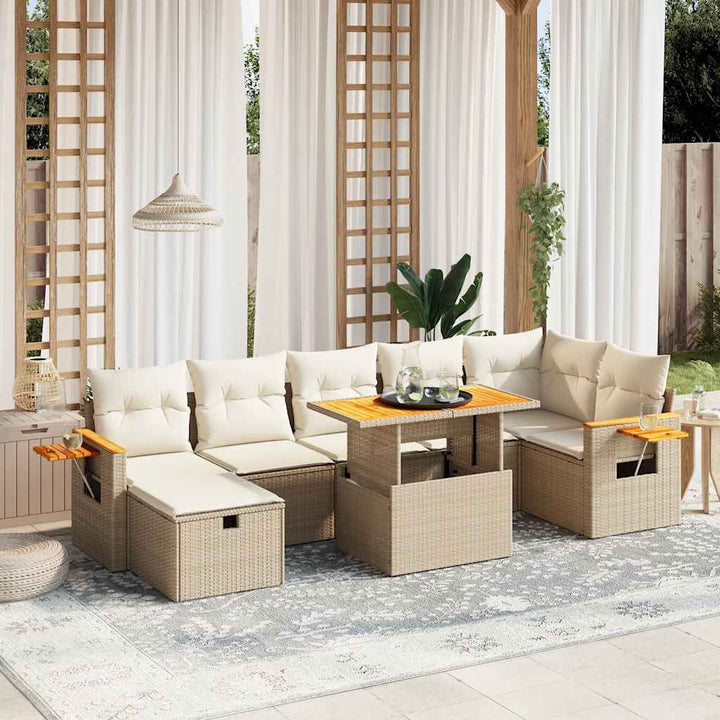 sofasæt til haven 8 dele med hynder polyrattan beige