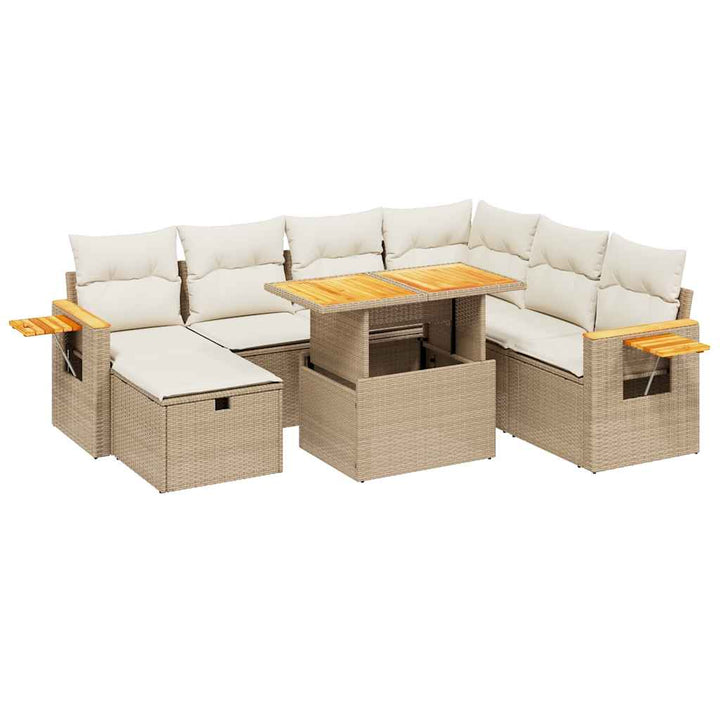 sofasæt til haven 8 dele med hynder polyrattan beige