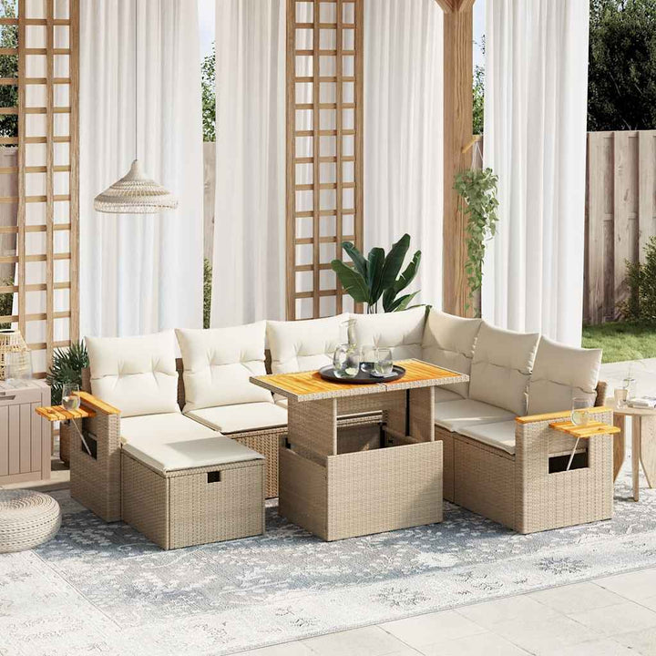 sofasæt til haven 8 dele med hynder polyrattan beige