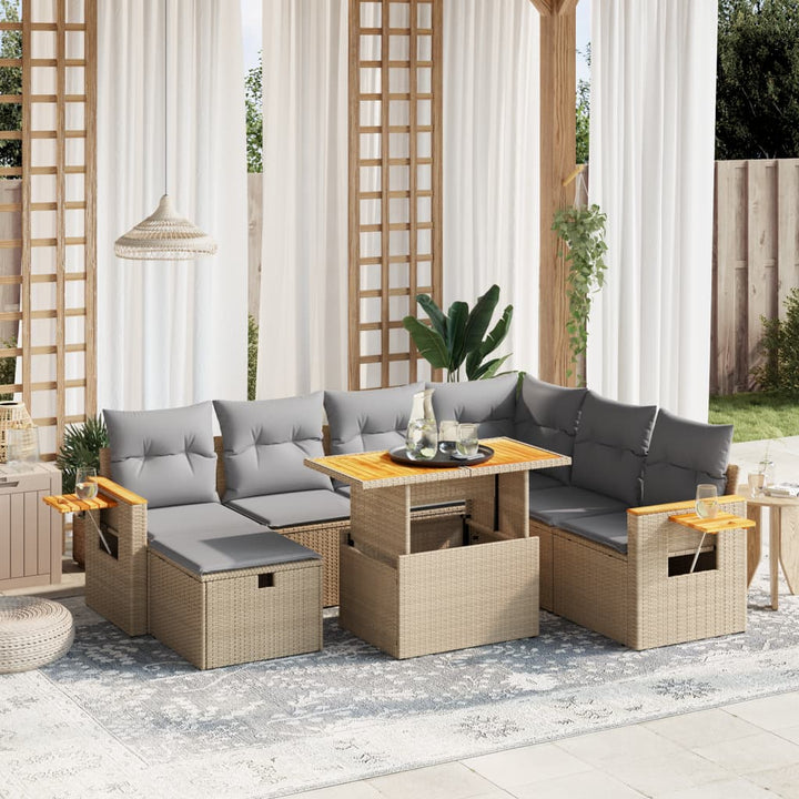 sofasæt til haven 8 dele med hynder polyrattan beige
