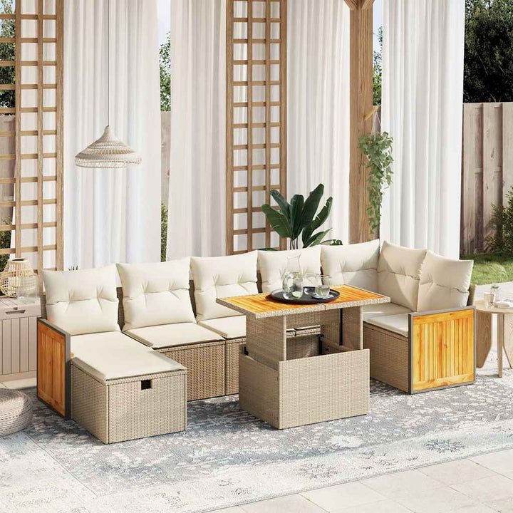 sofasæt til haven 8 dele med hynder polyrattan beige