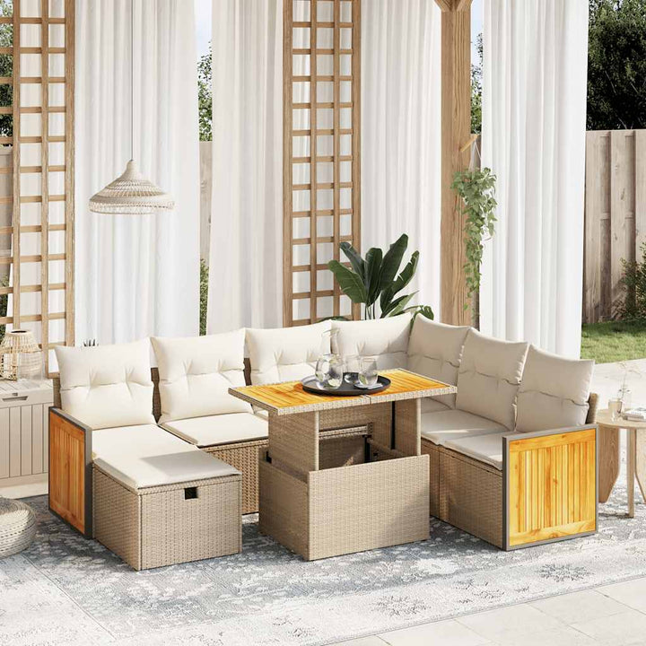 sofasæt til haven 8 dele med hynder polyrattan beige