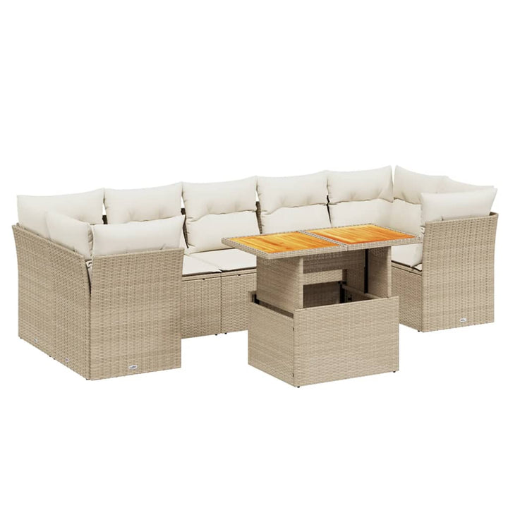 sofasæt til haven 8 dele med hynder polyrattan beige