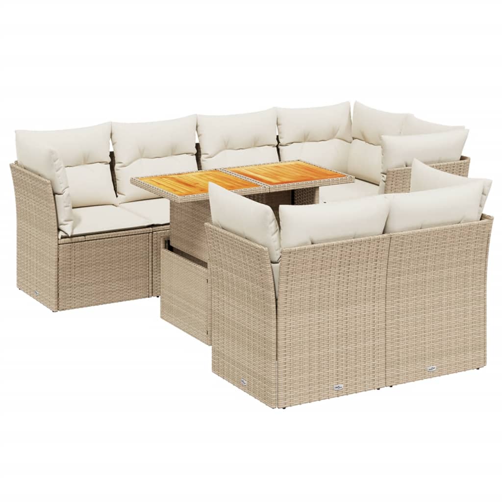 sofasæt til haven 8 dele med hynder polyrattan beige