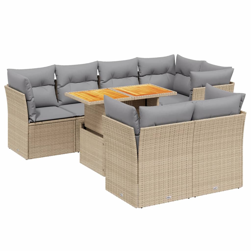 sofasæt til haven 8 dele med hynder polyrattan beige