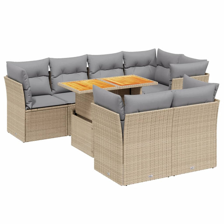 sofasæt til haven 8 dele med hynder polyrattan beige