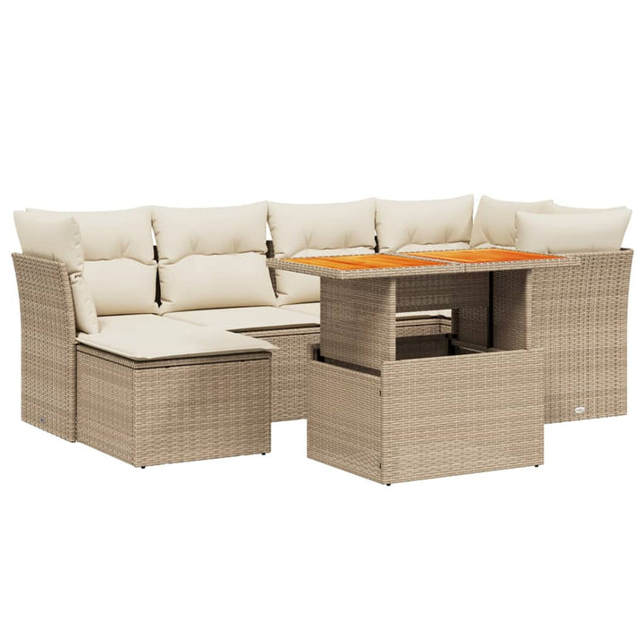 sofasæt til haven 7 dele med hynder polyrattan beige