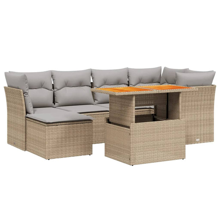sofasæt til haven 7 dele med hynder polyrattan beige