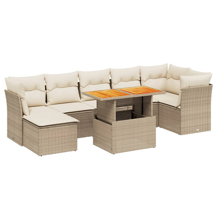 sofasæt til haven 8 dele med hynder polyrattan beige