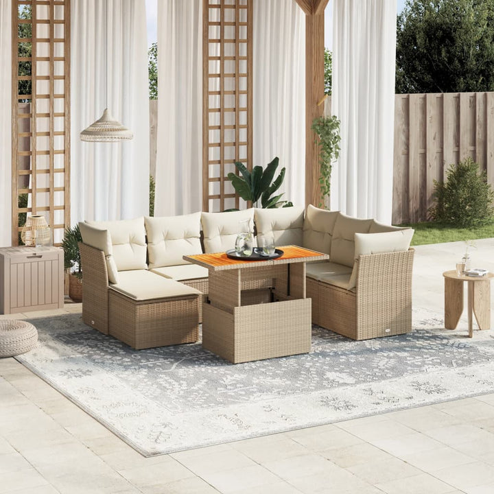 sofasæt til haven 8 dele med hynder polyrattan beige