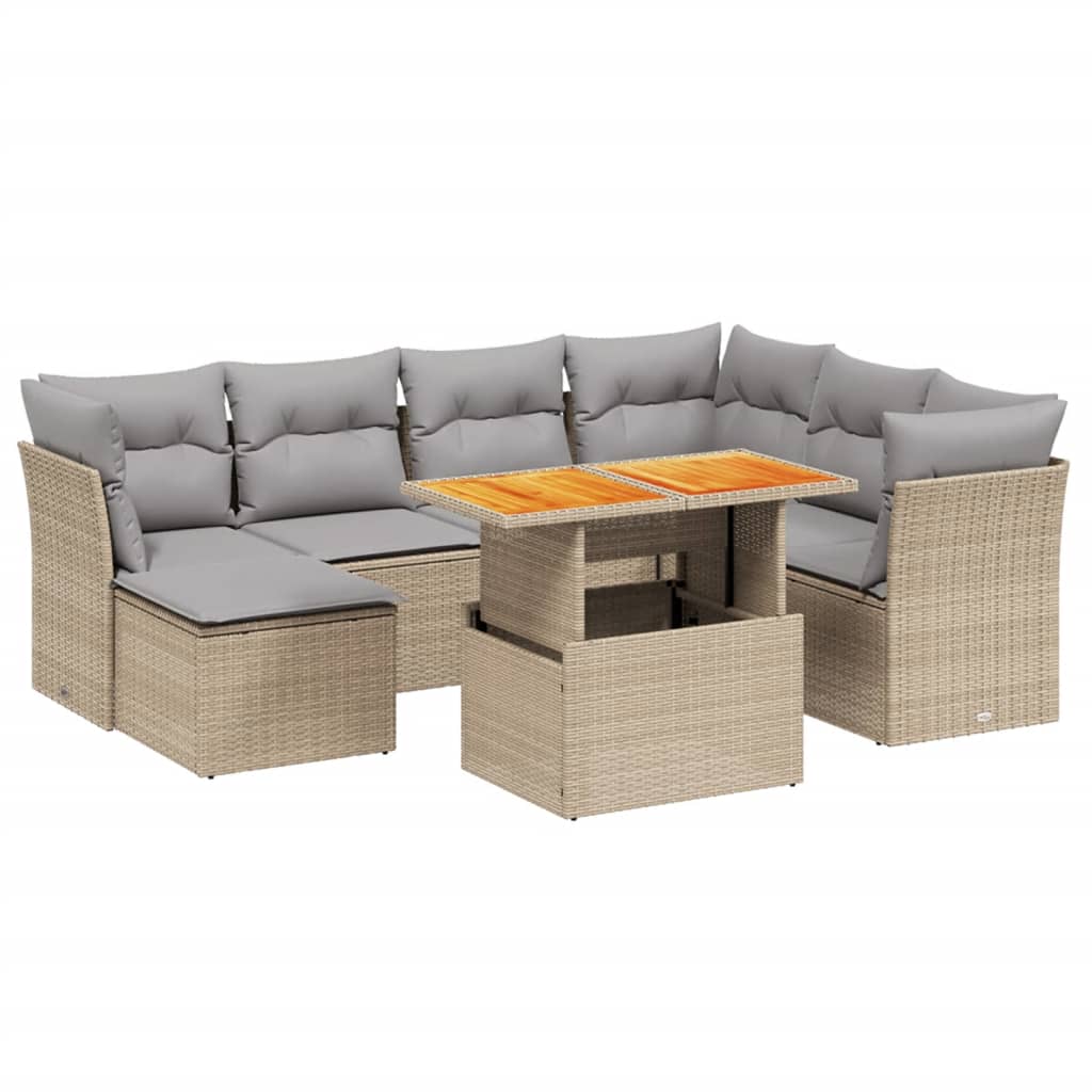 sofasæt til haven 8 dele med hynder polyrattan beige