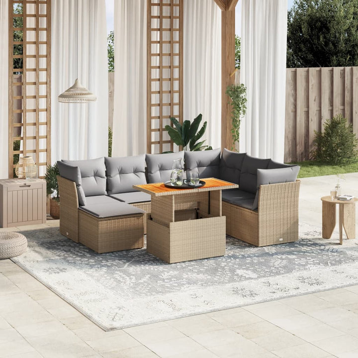 sofasæt til haven 8 dele med hynder polyrattan beige