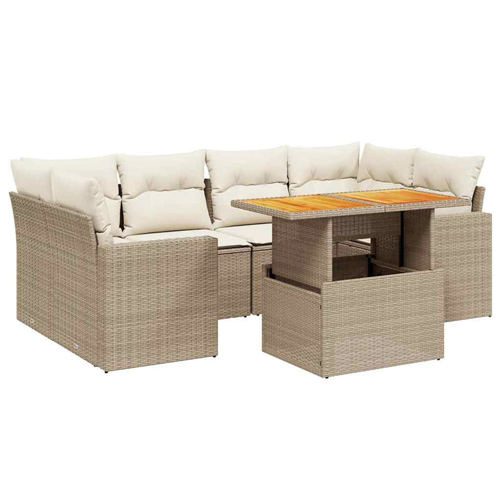 sofasæt til haven 7 dele med hynder polyrattan beige