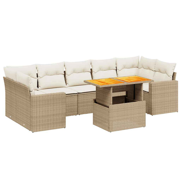 sofasæt til haven 8 dele med hynder polyrattan beige