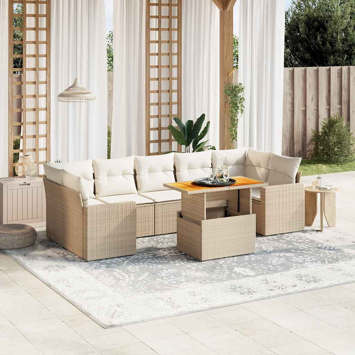 sofasæt til haven 8 dele med hynder polyrattan beige