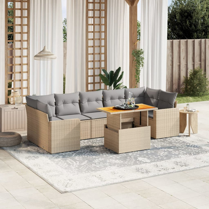 sofasæt til haven 8 dele med hynder polyrattan beige