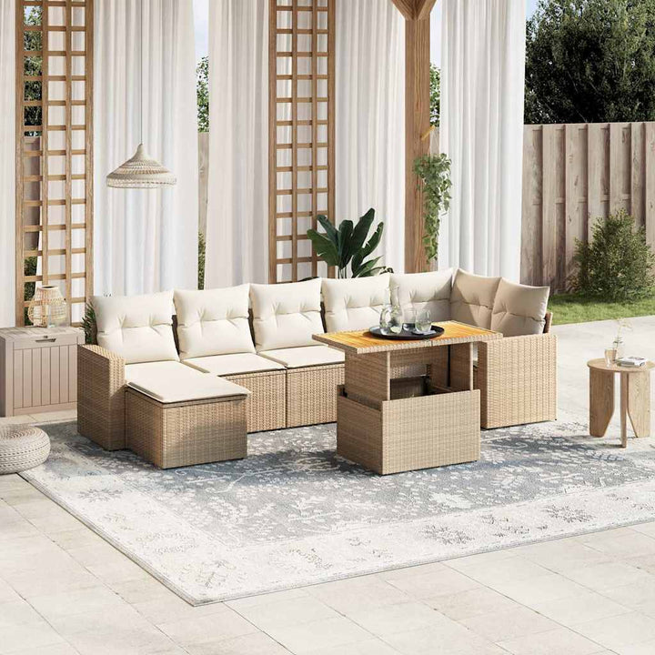 sofasæt til haven 8 dele med hynder polyrattan beige