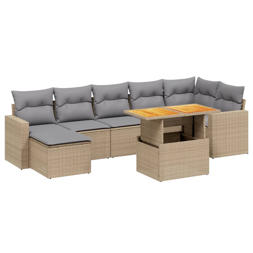 sofasæt til haven 8 dele med hynder polyrattan beige
