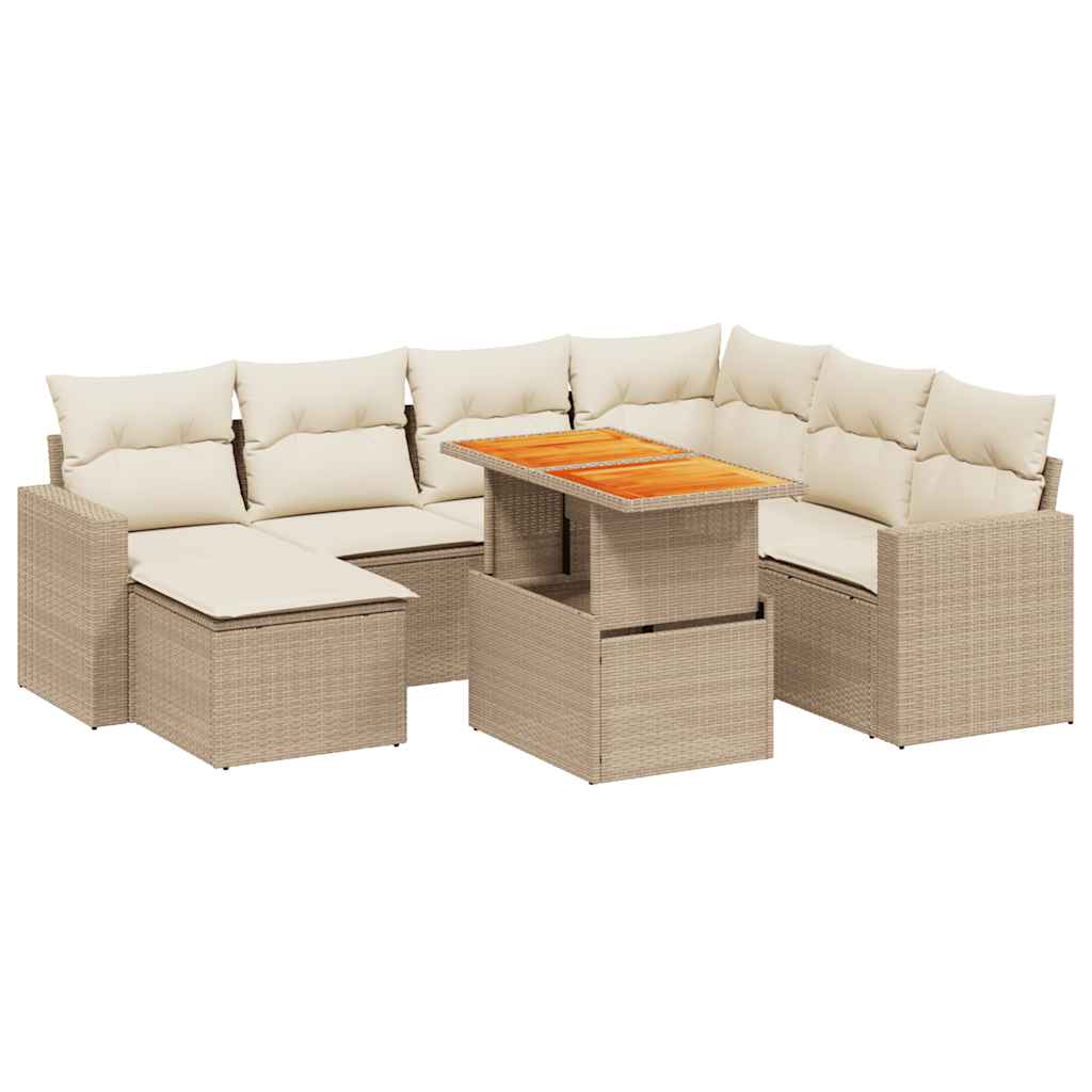 sofasæt til haven 8 dele med hynder polyrattan beige