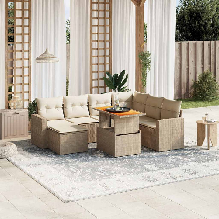 sofasæt til haven 8 dele med hynder polyrattan beige