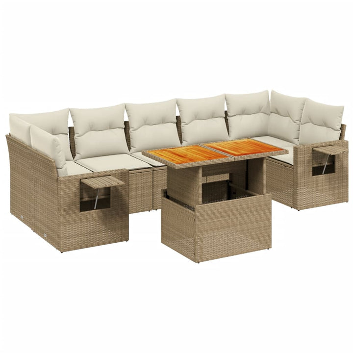 sofasæt til haven 8 dele med hynder polyrattan beige