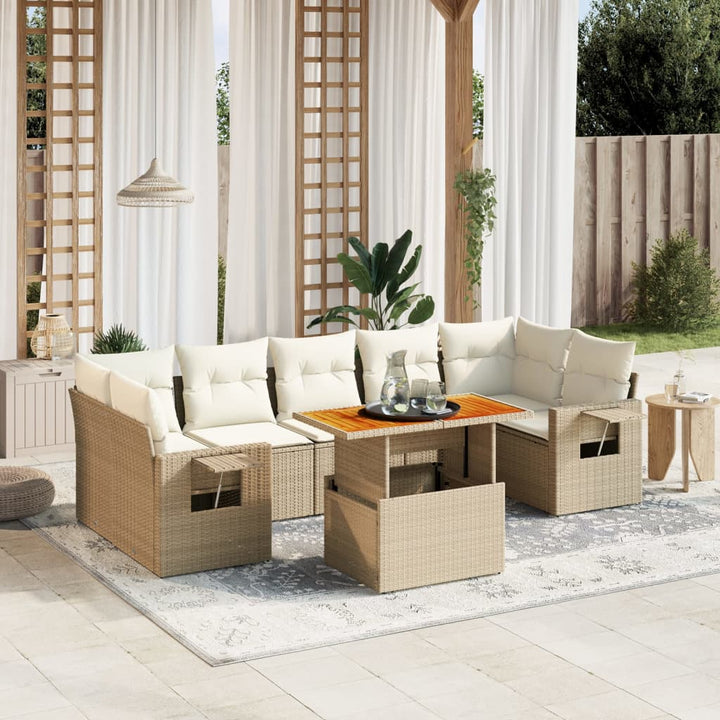 sofasæt til haven 8 dele med hynder polyrattan beige
