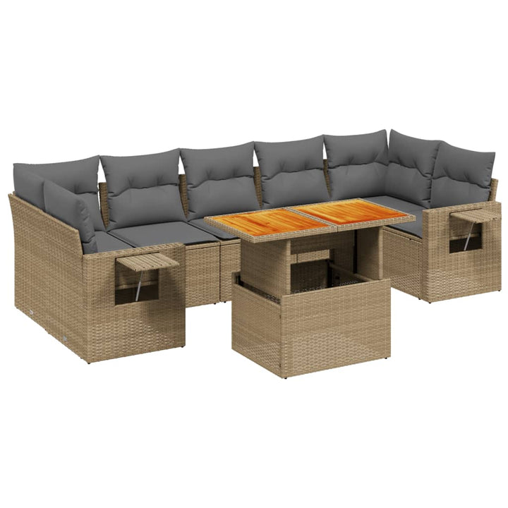 sofasæt til haven 8 dele med hynder polyrattan beige