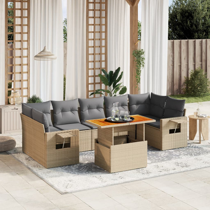 sofasæt til haven 8 dele med hynder polyrattan beige