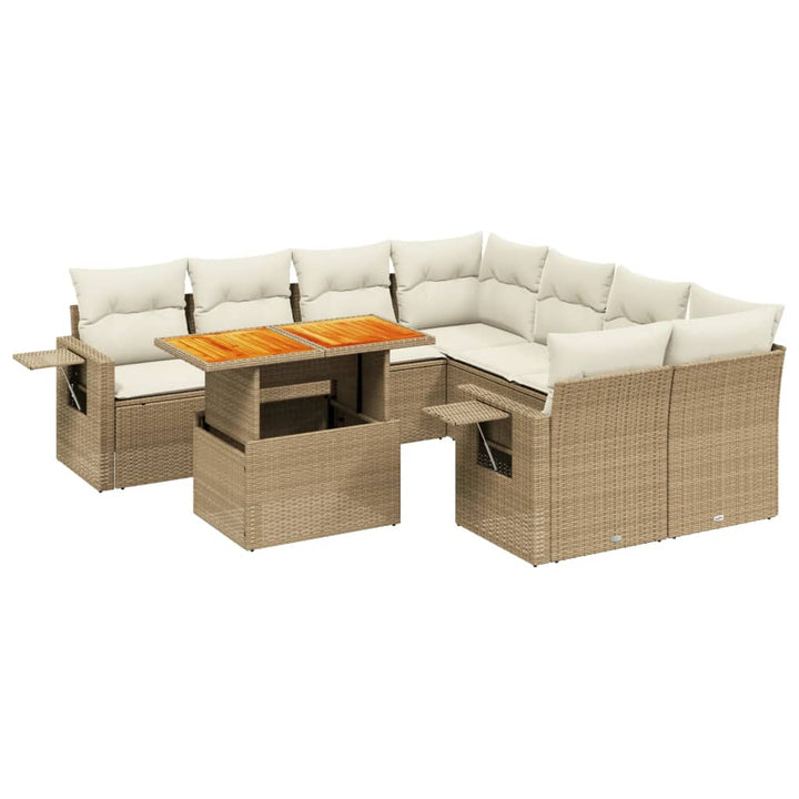 sofasæt til haven 8 dele med hynder polyrattan beige