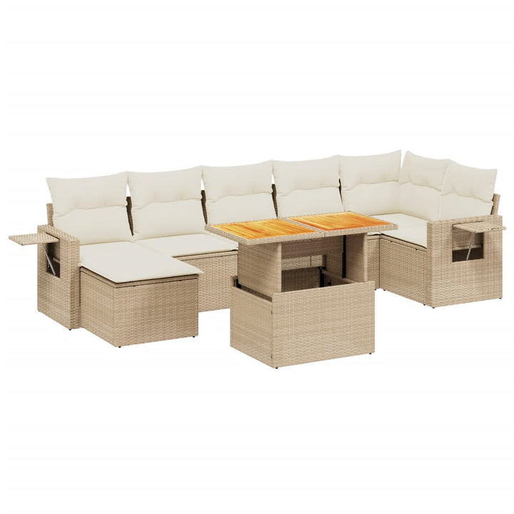 sofasæt til haven 8 dele med hynder polyrattan beige