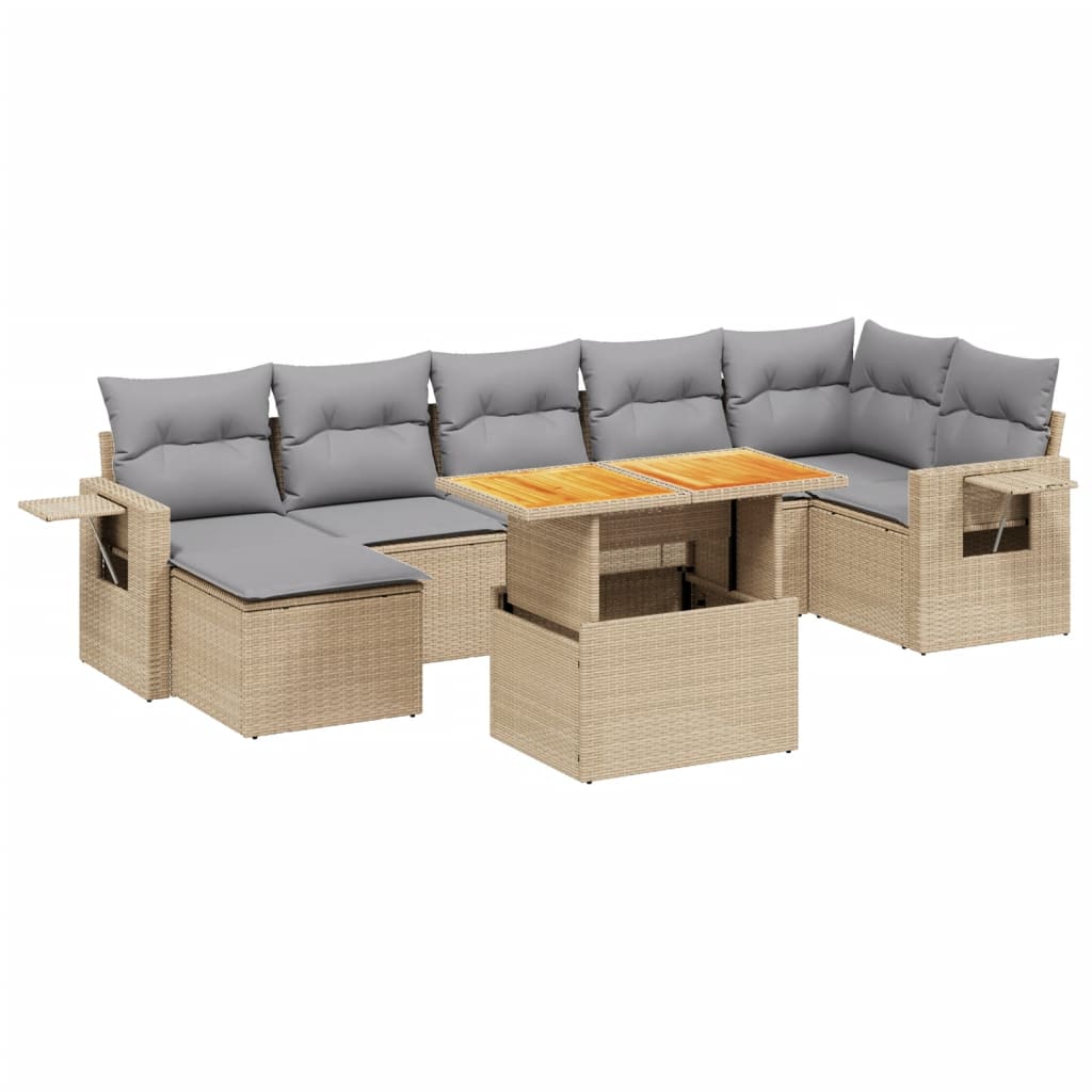 sofasæt til haven 8 dele med hynder polyrattan beige