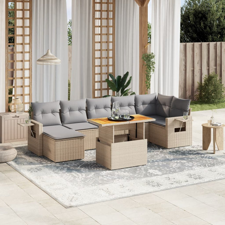 sofasæt til haven 8 dele med hynder polyrattan beige