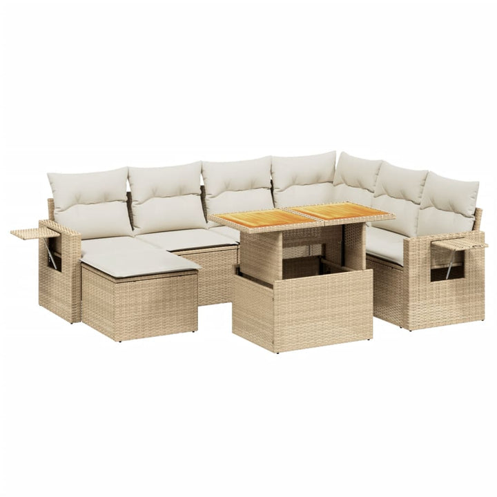 sofasæt til haven 8 dele med hynder polyrattan beige