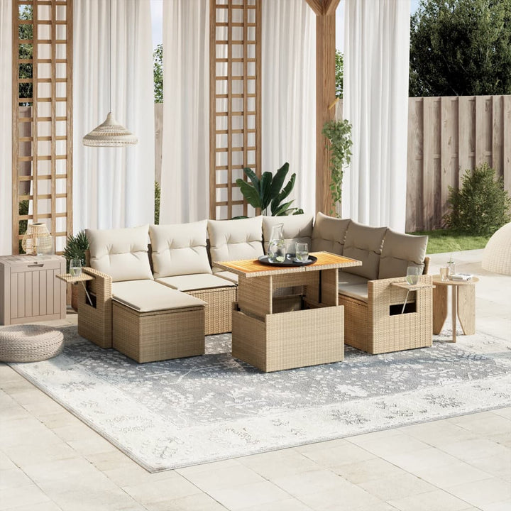 sofasæt til haven 8 dele med hynder polyrattan beige