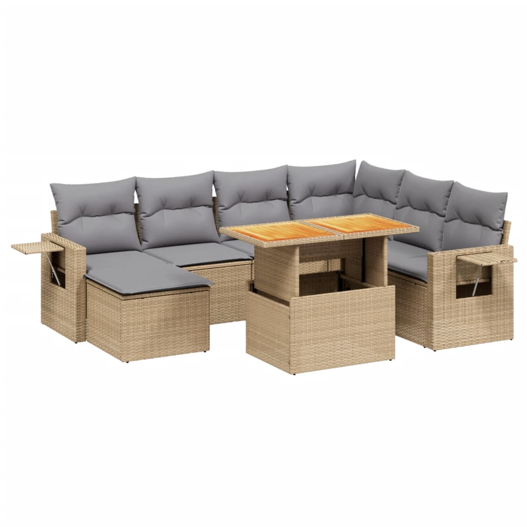 sofasæt til haven 8 dele med hynder polyrattan beige