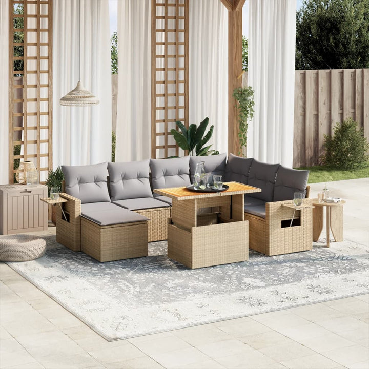sofasæt til haven 8 dele med hynder polyrattan beige