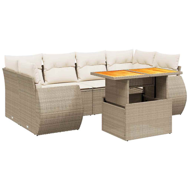 sofasæt til haven 7 dele med hynder polyrattan beige