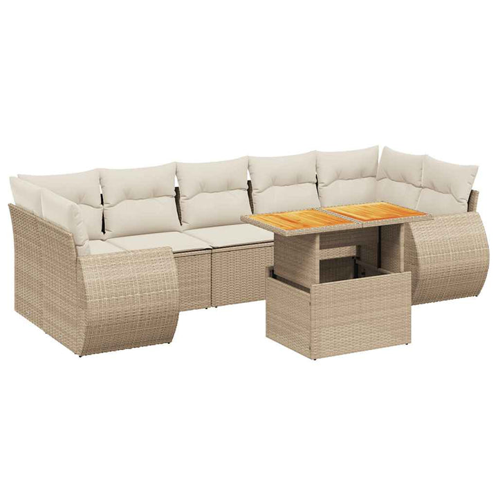 sofasæt til haven 8 dele med hynder polyrattan beige