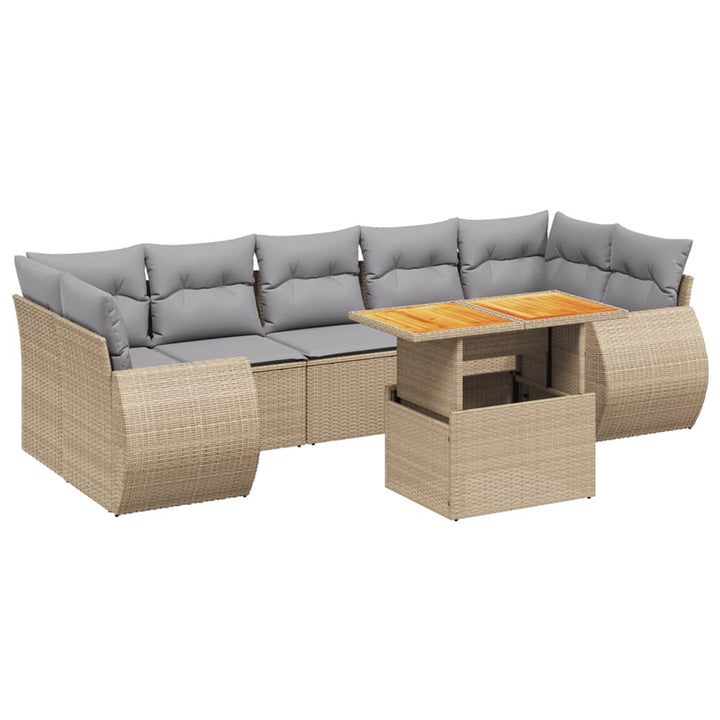 sofasæt til haven 8 dele med hynder polyrattan beige