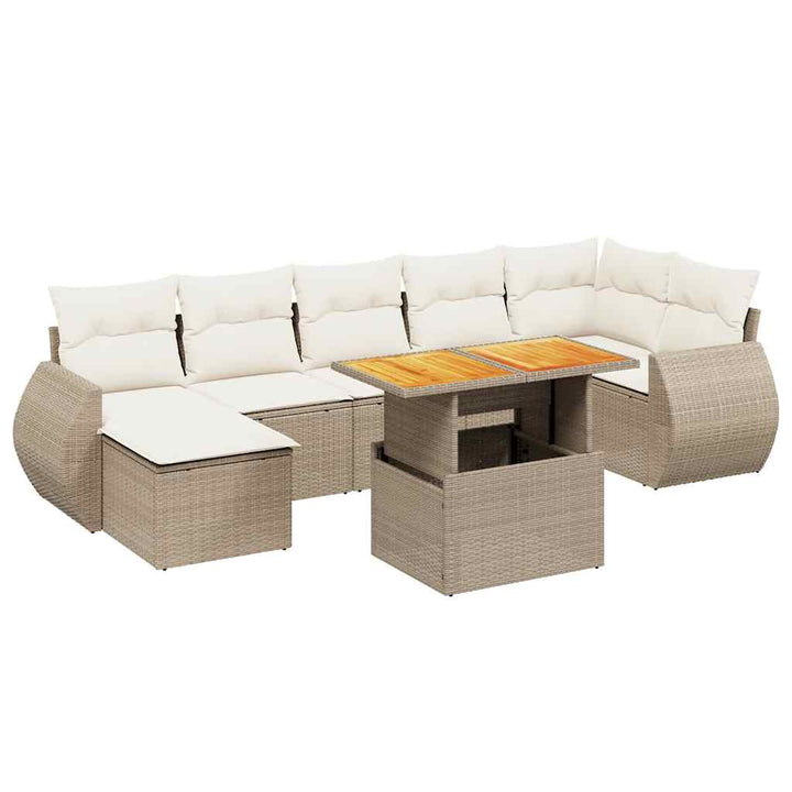 sofasæt til haven 8 dele med hynder polyrattan beige