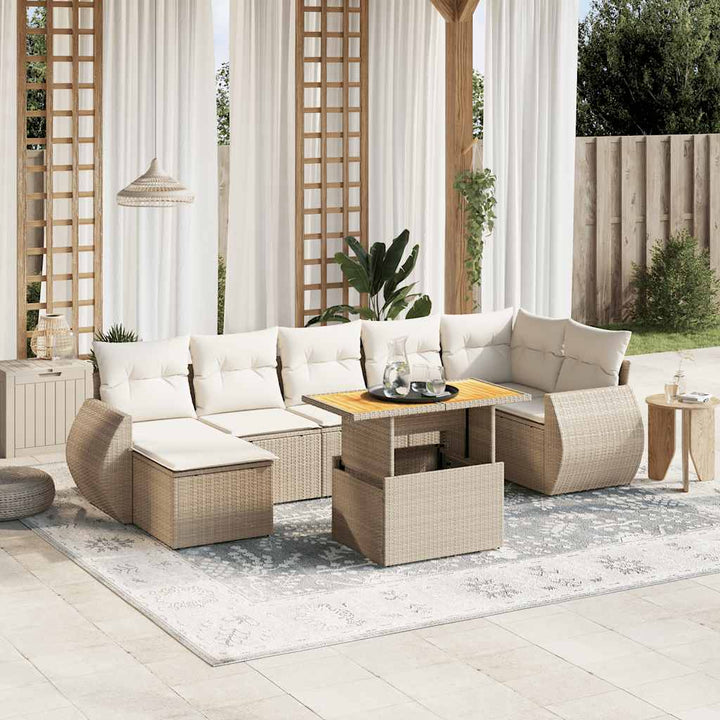 sofasæt til haven 8 dele med hynder polyrattan beige