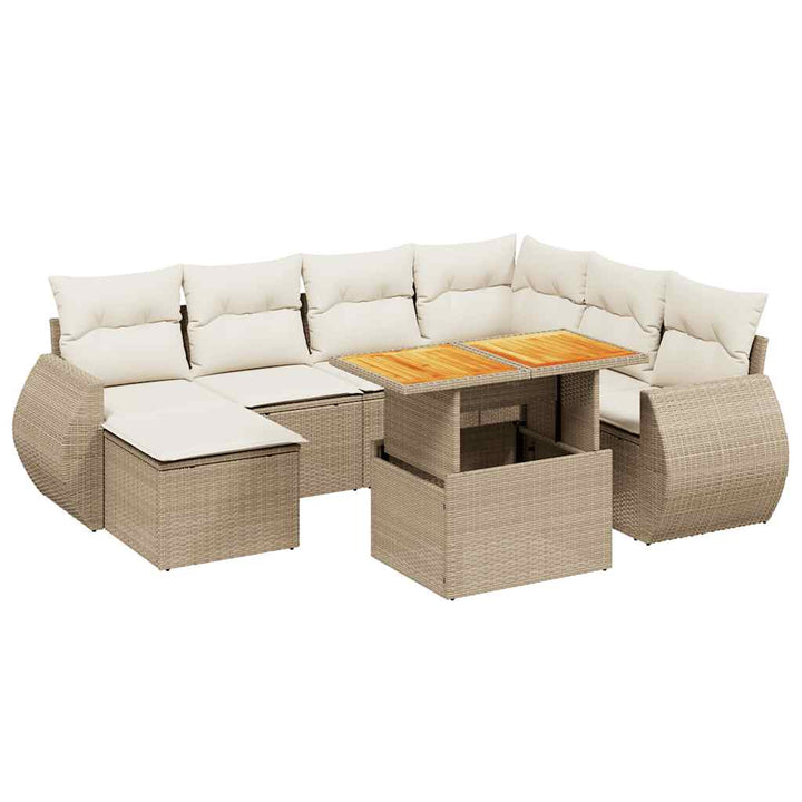 sofasæt til haven 8 dele med hynder polyrattan beige