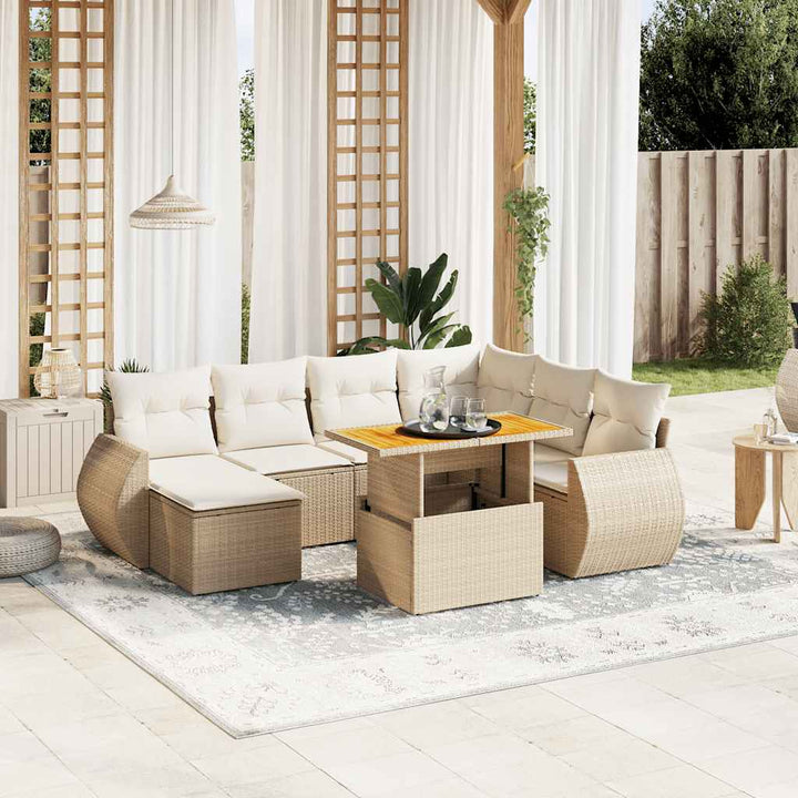 sofasæt til haven 8 dele med hynder polyrattan beige