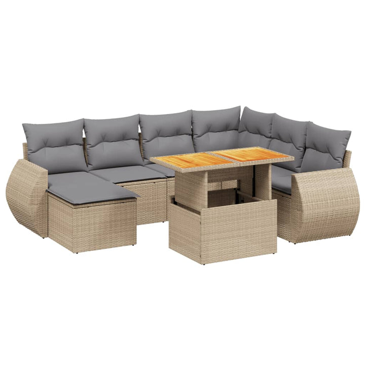 sofasæt til haven 8 dele med hynder polyrattan beige