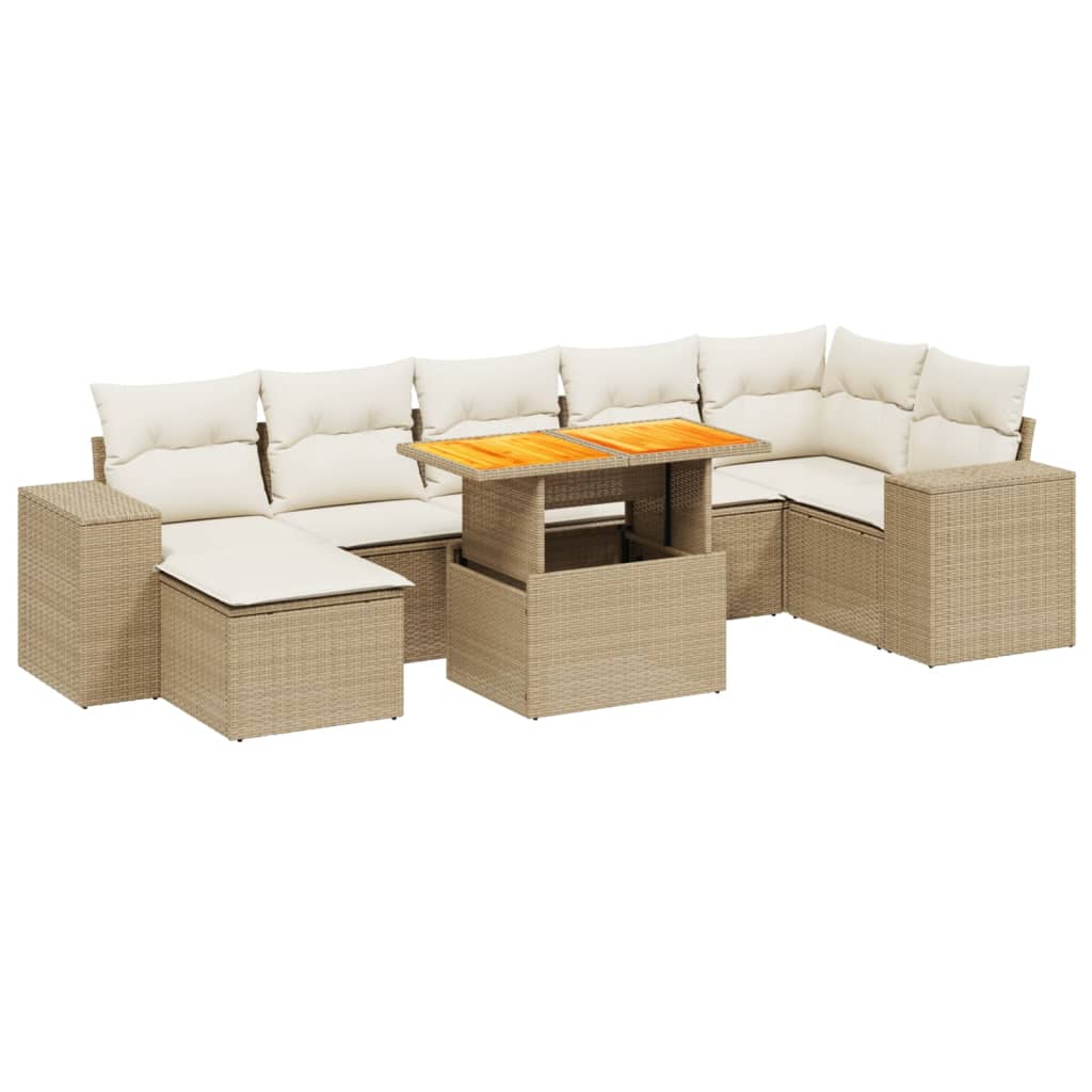 sofasæt til haven 8 dele med hynder polyrattan beige