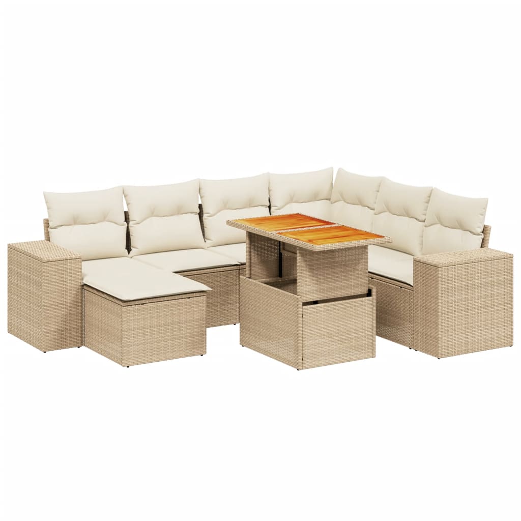 sofasæt til haven 8 dele med hynder polyrattan beige